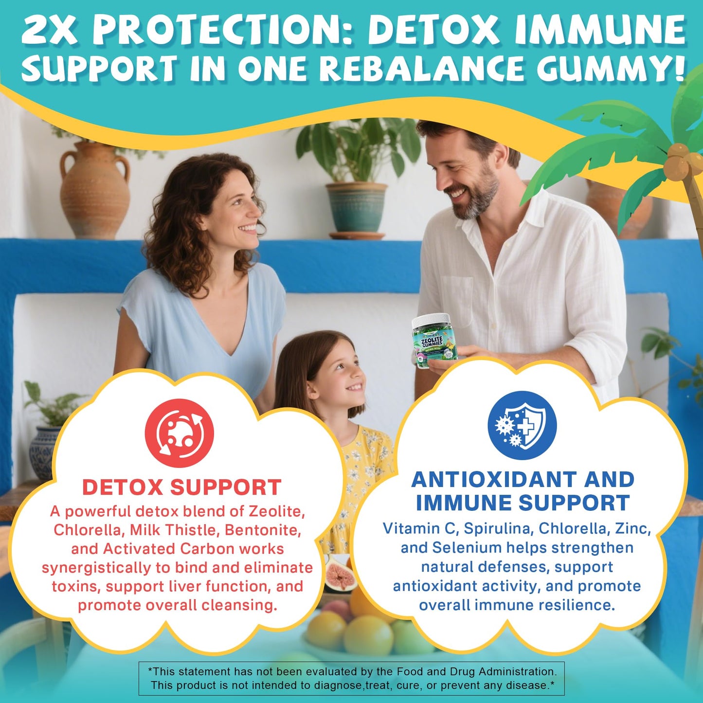 Zeolite Detox for kids & Adult-Sugar Free Zeolite Detox Gummies with Spirulina, Chlorella, Milk Thistle, Magnesium Glycinate, Calcium Citrate for Energy