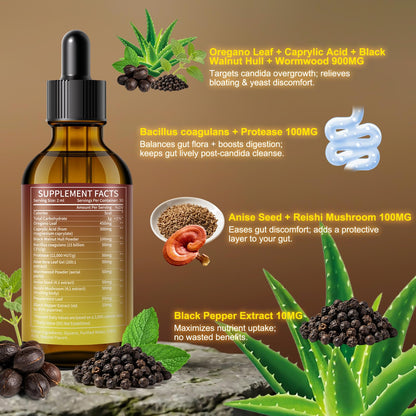 Montorchid Candida Cleanse & Parasite Cleanse Detox | Black Pepper-Boosted Triple-Targeting Formula with Caprylic Acid, Oregano, Black Walnut