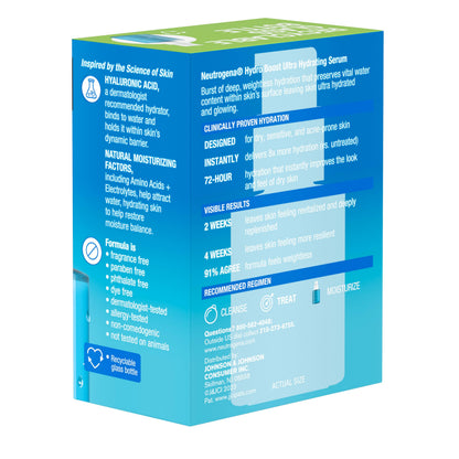 Neutrogena Hydro Boost Ultra Hydrating Serum with Hyaluronic Acid, Fragrance-Free Face Serum for Weightless Hydration and Softer