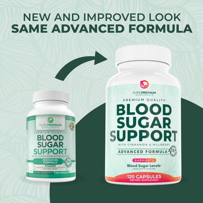 PurePremium Normal Blood Sugar Support Supplement - 20 Active Ingredients Complex to Support Blood Sugar Levels Already in The Normal Range - with Cinnamon