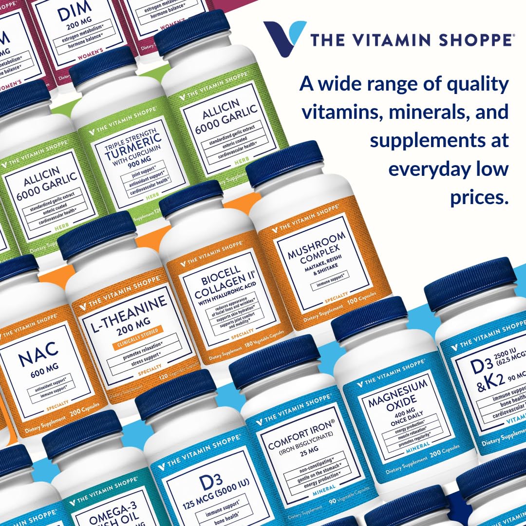 The Vitamin Shoppe Brand Omega 3 Fish Oil 1000mg with EPA DHA 500mg, Cardiovascular, Brain & Eye Health Support for Men and Women, Sourced from Anchovy,