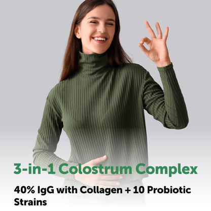 Micro Ingredients Bovine Colostrum 1,000 mg Per Serving, 240 Capsules | 40% IgG with Collagen & Probiotics | Colostrum Supplement