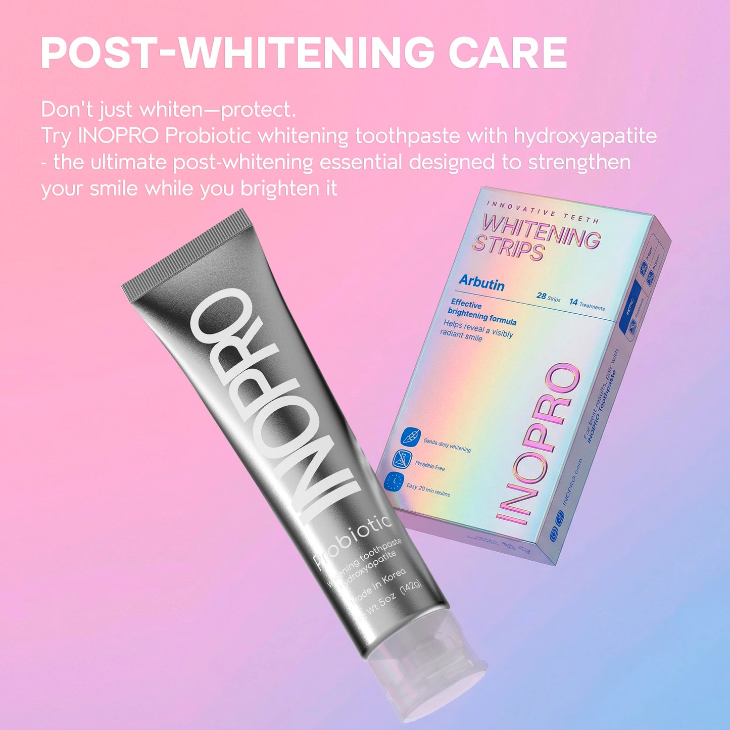 InoPro Teeth Whitening Strips 14 Treatments Kit - Enamel Safe Teeth Whitener, Peroxide-Free, Green White Strips