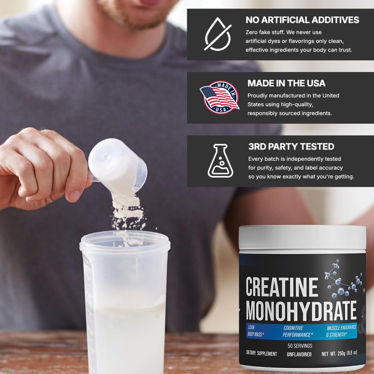 CorVive Creatine Monohydrate - Pure & Unflavored Creatine Powder - Vegan, Gluten Free, No Additives, Non-GMO - Easy-Mix Formula for Strength & Performance Support