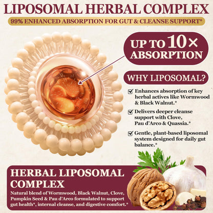 30-in-1 Liposomal Wormwood Black Walnut Clove Cleanse for Humans Capsules – Gut Cleanse & Digestive Support with Clove, Pumpkin Seed Oil, Garlic, Quassia Amara