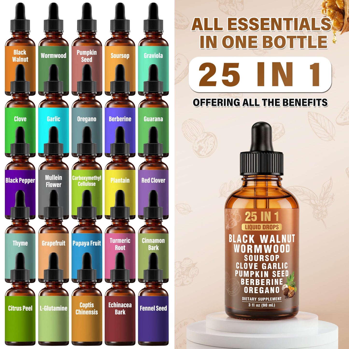 Royavita 25-in-1 Liposomal Wormwood Black Walnut Clove Parasite Cleanse with Clove, Garlic, Pumpkin Seed, Oregano & Berberine – 98% Absorption for Superior