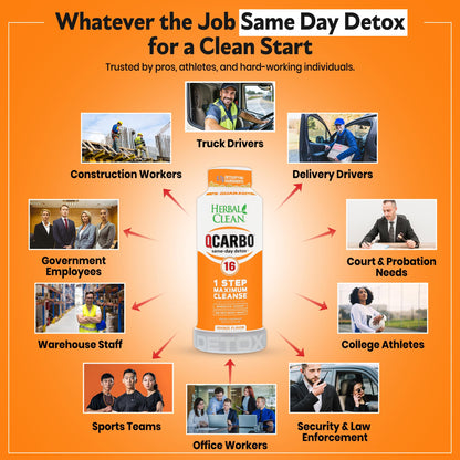 Herbal Clean Qcarbo16 Same-Day Detox Cleanse Drink (16 fl oz) - Orange Flavor Full Body Cleanse* Detox Drink for Moderate Toxin Level