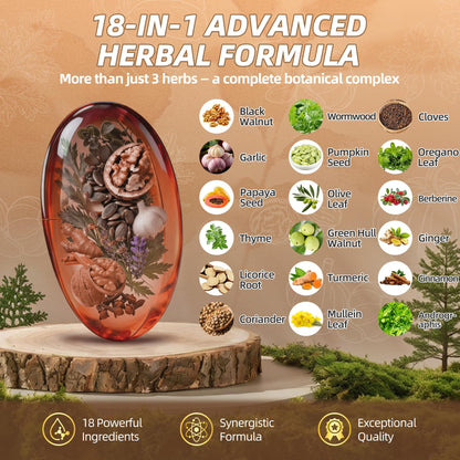 18-in-1 Wormwood Black Walnut Clove Parasite Cleanse, Herbal Blend with Garlic, Turmeric, Pumpkin Seed, Oregano & Berberine, Gut Health & Antioxidant Balance