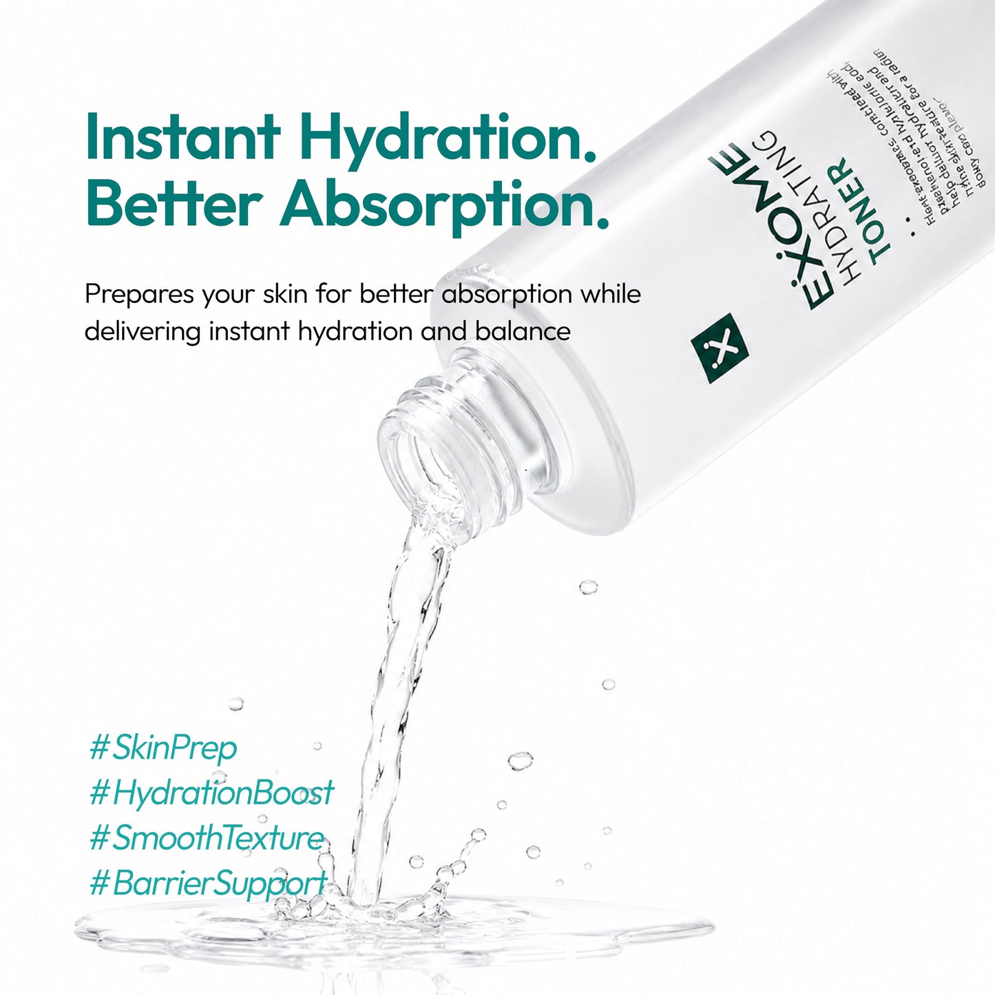 Exome Hydrating Toner, Greenery Aqua Base Starter for Glow Skin, Resveratrol Protective Barrier & 9-Peptide Complex for Elasticity & Wrinkle Care