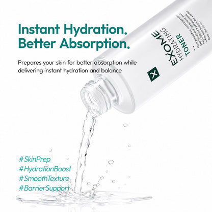 Exome Hydrating Toner, Greenery Aqua Base Starter for Glow Skin, Resveratrol Protective Barrier & 9-Peptide Complex for Elasticity & Wrinkle Care