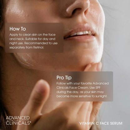 Advanced Clinicals Brightening Vitamin C Serum For Face With Glycolic Acid + Lactic Acid | Vitamin C Eye Serum Face Moisturizer For Improving