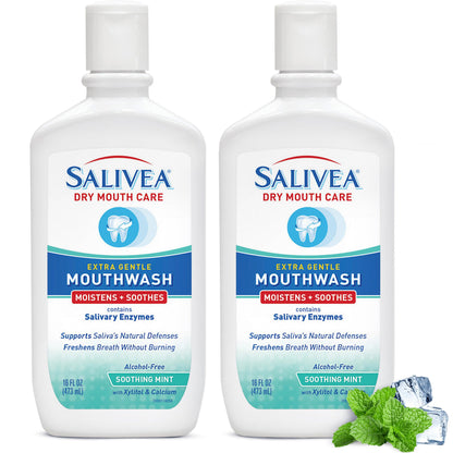 SALIVEA Dry Mouth Mouthwash - Soothing Mint Mouthwash with Natural Salivary Enzymes - Breath Freshener & Dry Mouth Care