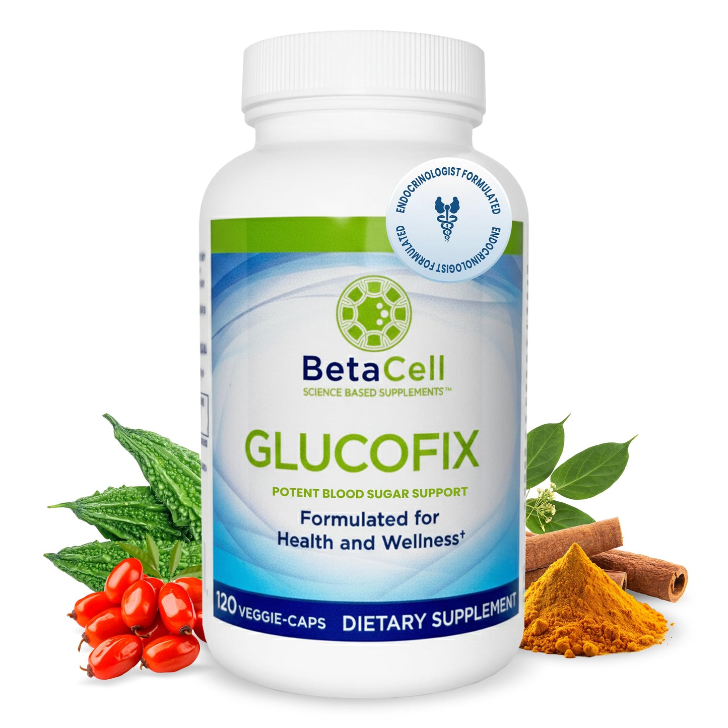 BETACELL Glucofix - Supplement - Herbal Supplement with Cinnamon, Gymnema, , Bitter Melon, and Turmeric - 120 Capsules
