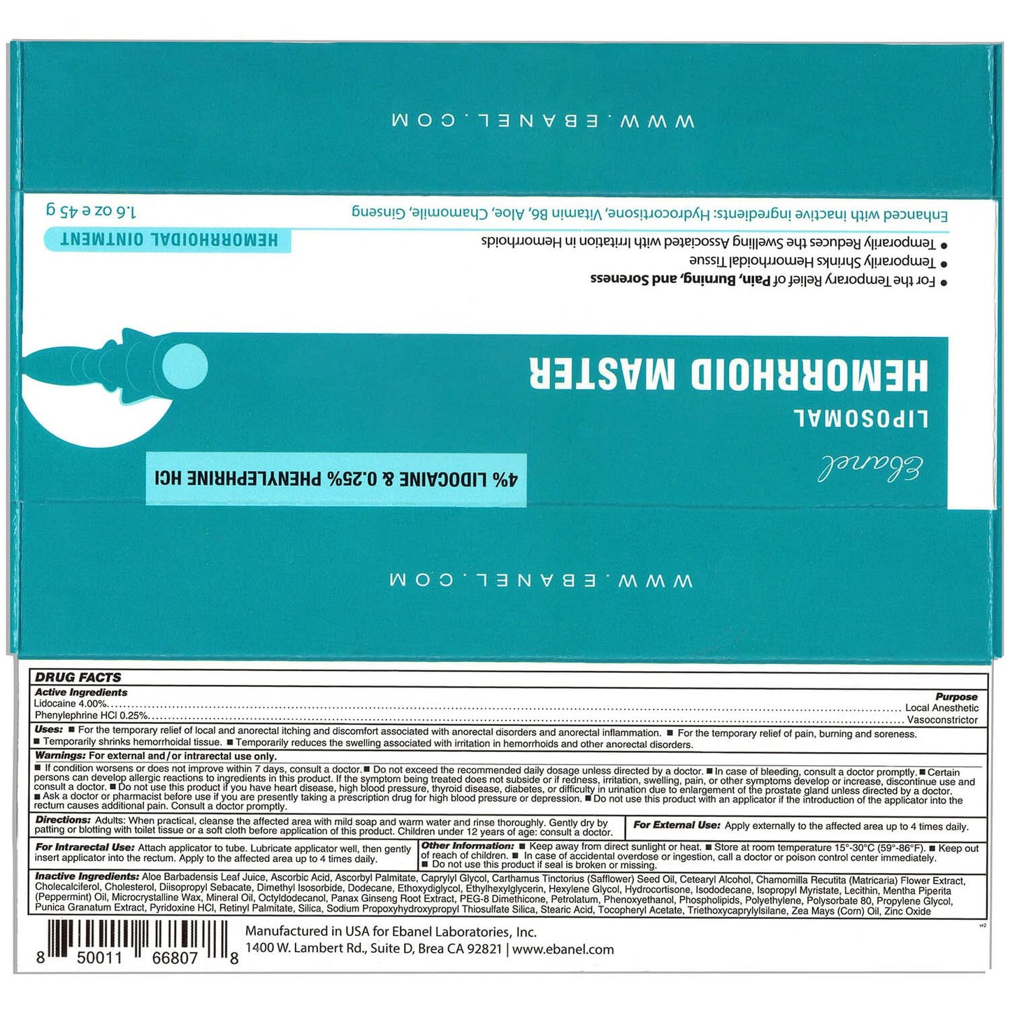 Ebanel Bundle of Lidocaine Numbing Spray, and Hemorrhoid Master