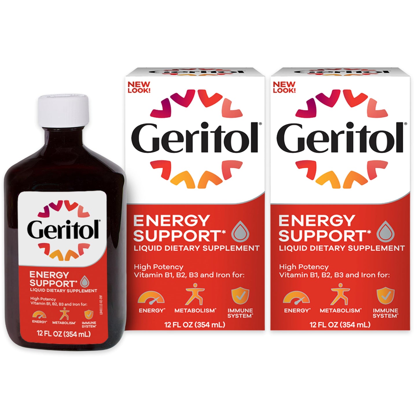 Geritol Liquid Vitamin and Iron Supplement, Energy Support Vitamins, Contains High Potency B-Vitamins and Iron, Easy to Swallow,