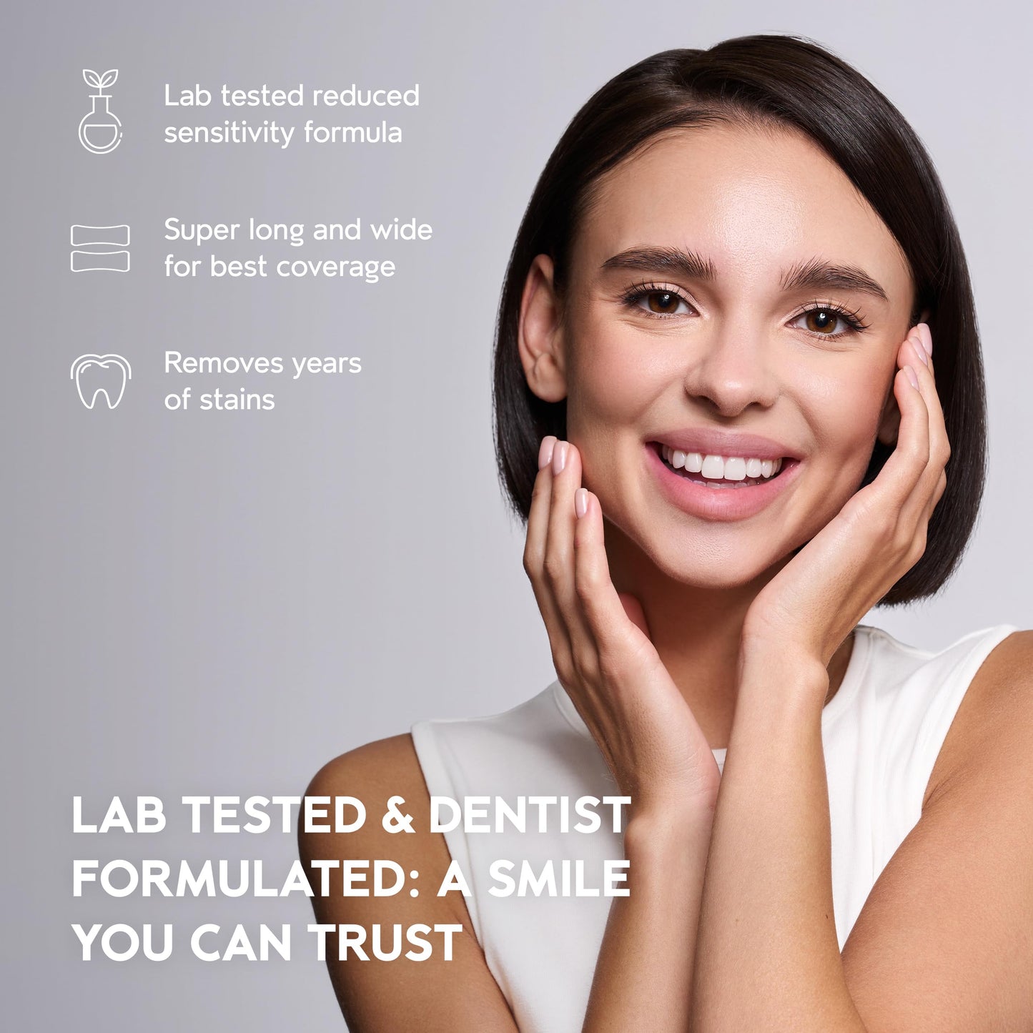 InoPro Natural Teeth Whitening Strips Kit 14 Treatments - Sensitive Teeth Whitener, Peroxide Free with Papain, Bromelain, Coconut Oil
