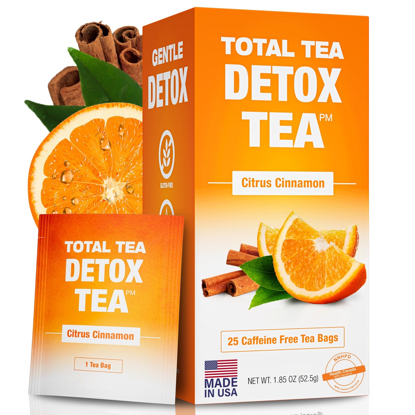 Total Tea SIimming Detox Tea Caffeine Free - 25 Day Detox - Herbal Tea with Chamomile, Hibiscus Tea & Ginger Root for Colon Cleanse – Natural Citrus & Cinnamon