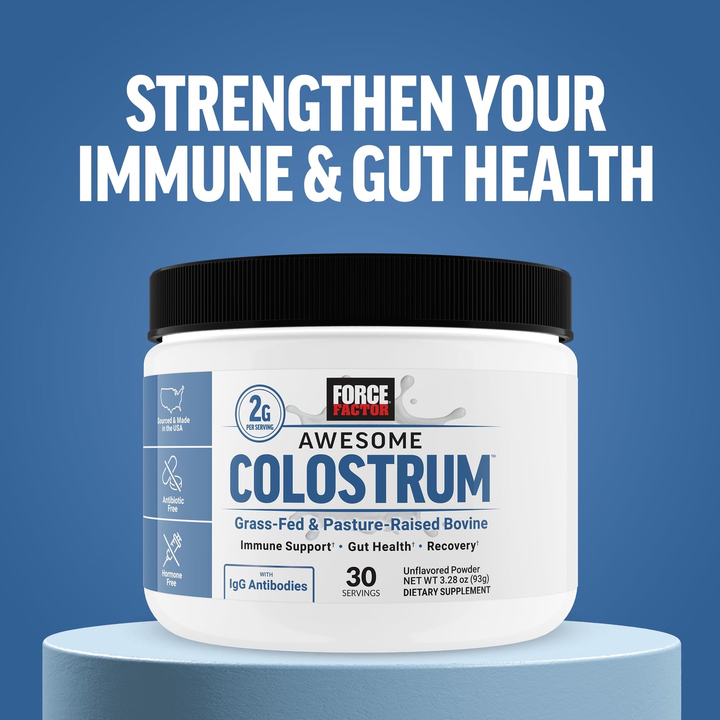 Force Factor Awesome Colostrum to Support Gut Health, Immune Function, Recovery, & More, Bovine Colostrum Supplement, Pasture-Raised, Grass Fed