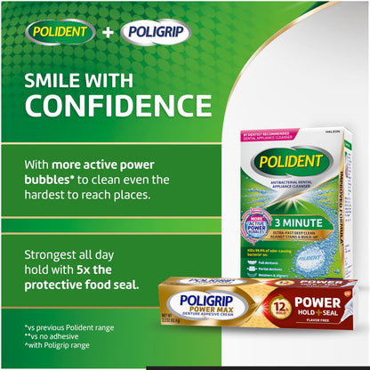 Polident 3 Minute Antibacterial Dental Appliance Cleanser Tablets, Retainer Cleaner Tablets, 90 Count (2 Pack)