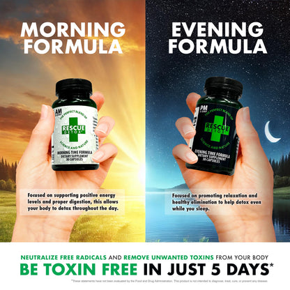 Rescue Detox 5 Day Detox Kit - 72ct Capsules | Comprehensive Full Body Cleanse with Bonus Instant ICE Caps