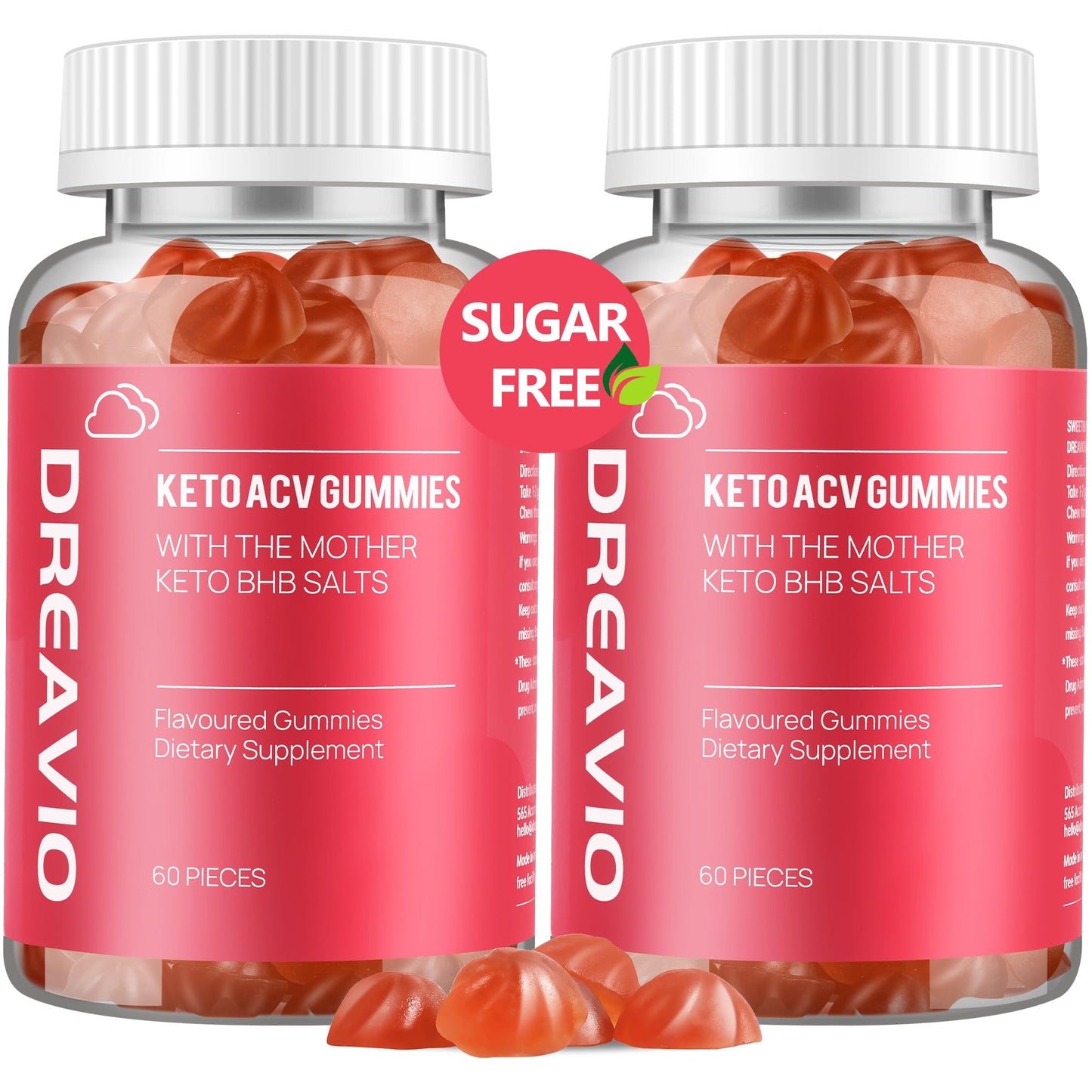 DREAVIO 1000mg Sugar Free Apple Cider Vinegar Gummies | 120 Count Keto ACV Gummies, Vegan Apple Cider Vinegar