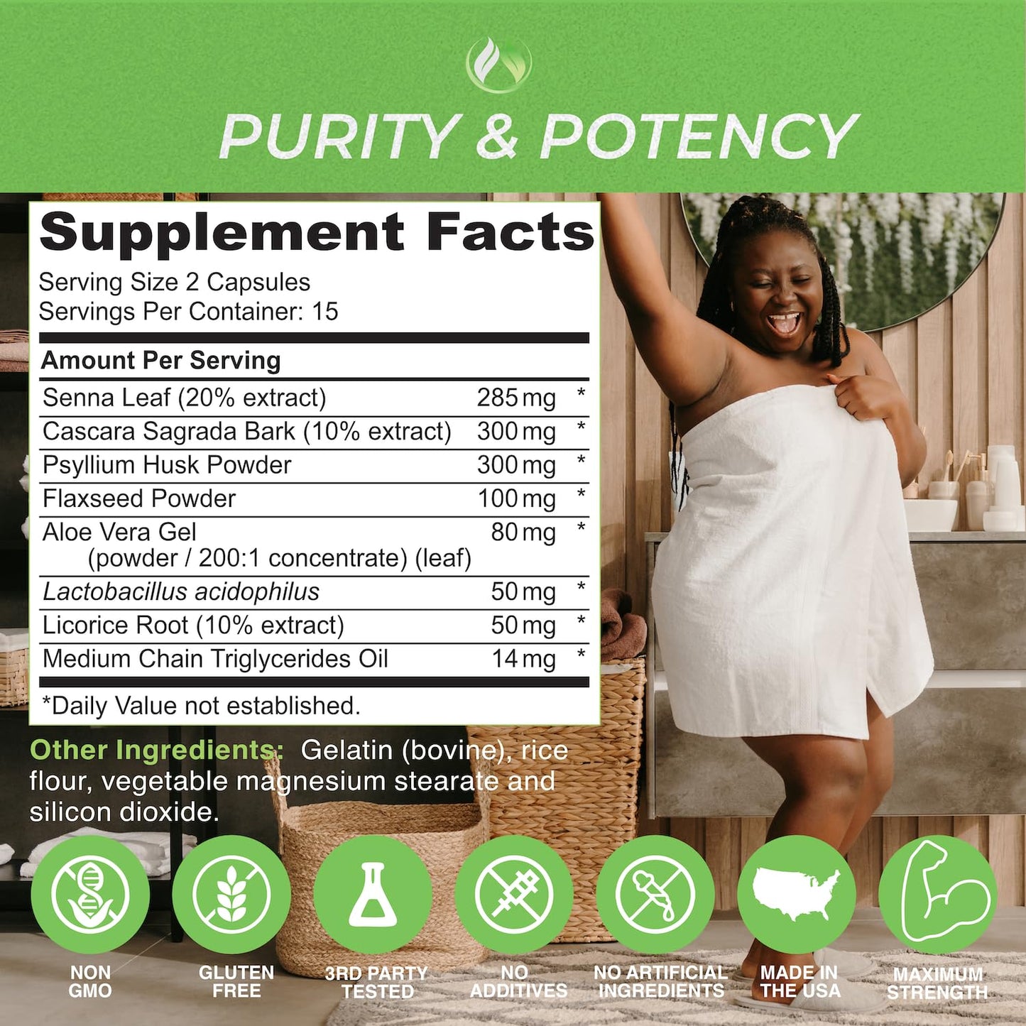 THE ENCLARE NUTRITION Colon Cleanse 15 Day Gut Cleanse Pills - Colon Cleanser for Women & Men - Psyllium Probiotic Laxatives for Constipation, Bloating Relief,