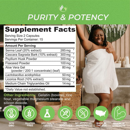 THE ENCLARE NUTRITION Colon Cleanse 15 Day Gut Cleanse Pills - Colon Cleanser for Women & Men - Psyllium Probiotic Laxatives for Constipation, Bloating Relief,
