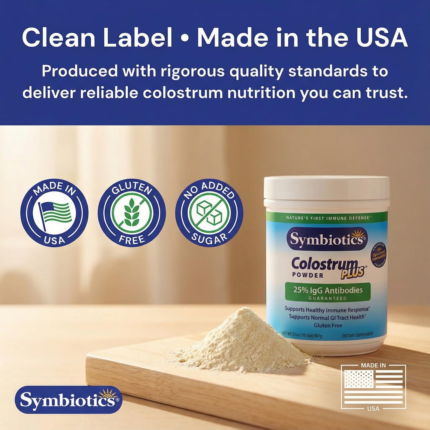 Symbiotics Colostrum Vegetable Capsules, 120 Count - Immune & Gut Support with Lactoferrin and Naturally Occurring IgG