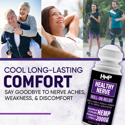 HMP Nerve Roll-On for Feet, Hands, Legs, Toes, Back 2000MG Hemp with Menthol & Arnica, Soothing Cooling Formula, Made in USA, 50ml (1 Pack) HMP BRANDSBuy Supplements Australia
