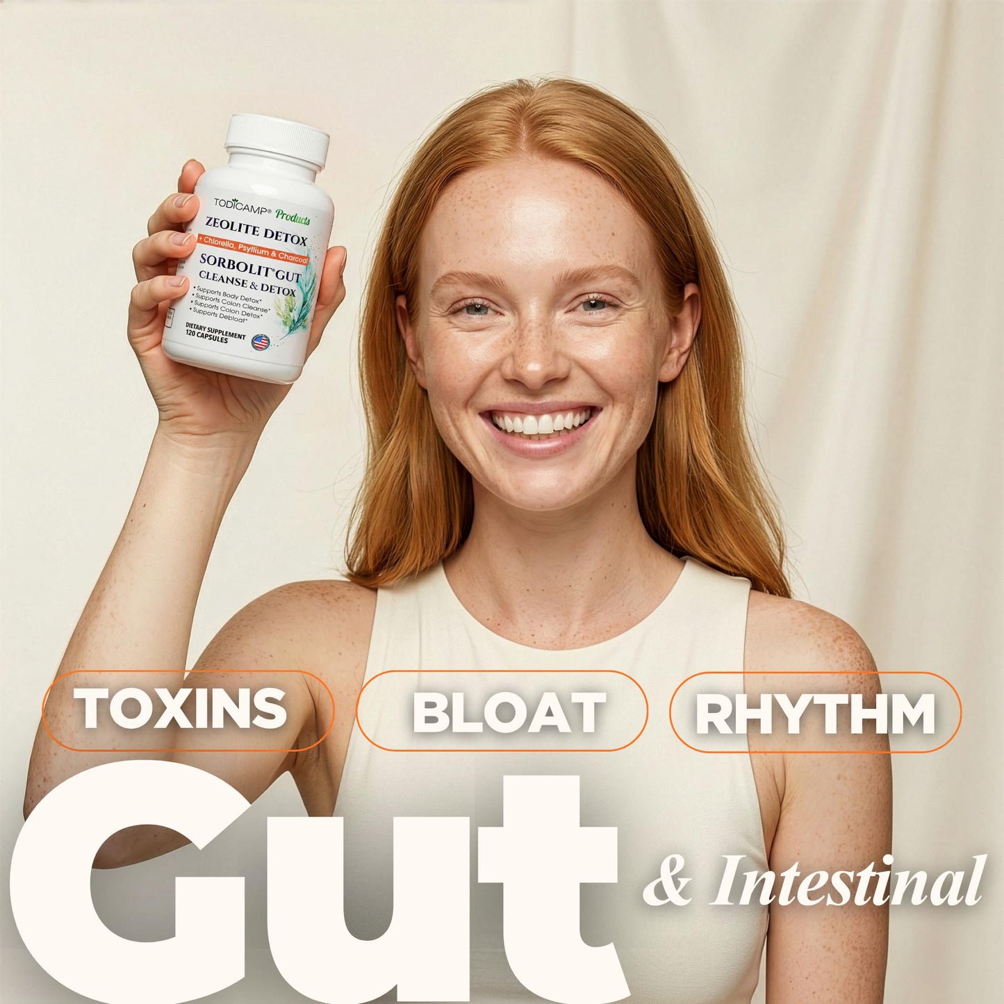 SORBOLIT Colon Cleanse Formula + Debloat - Zeolite Detox, Chlorella, Activated Charcoal & Psyllium Husk Fiber for Gut Health, Gut Cleanse,