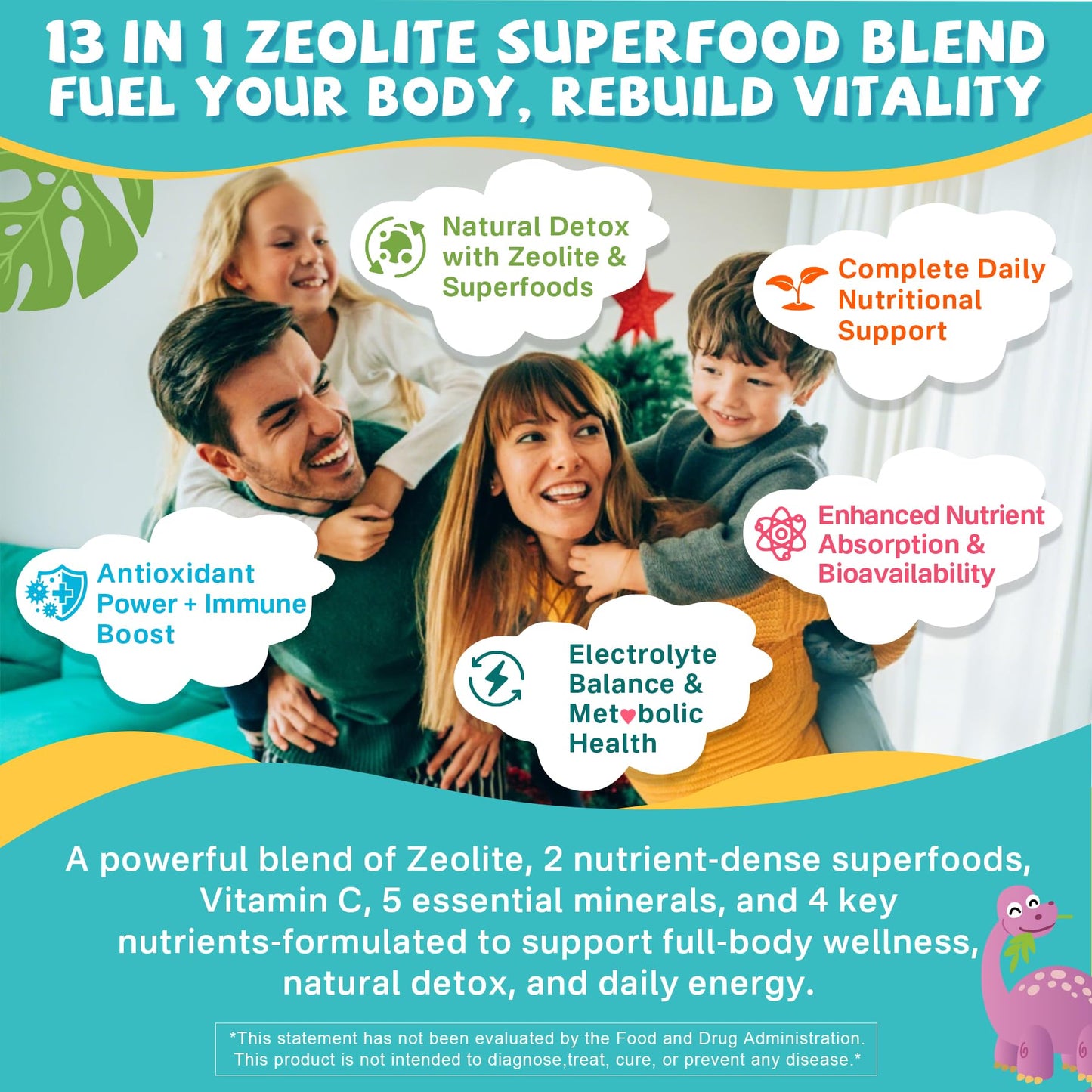 Zeolite Detox for kids & Adult-Sugar Free Zeolite Detox Gummies with Spirulina, Chlorella, Milk Thistle, Magnesium Glycinate, Calcium Citrate for Energy