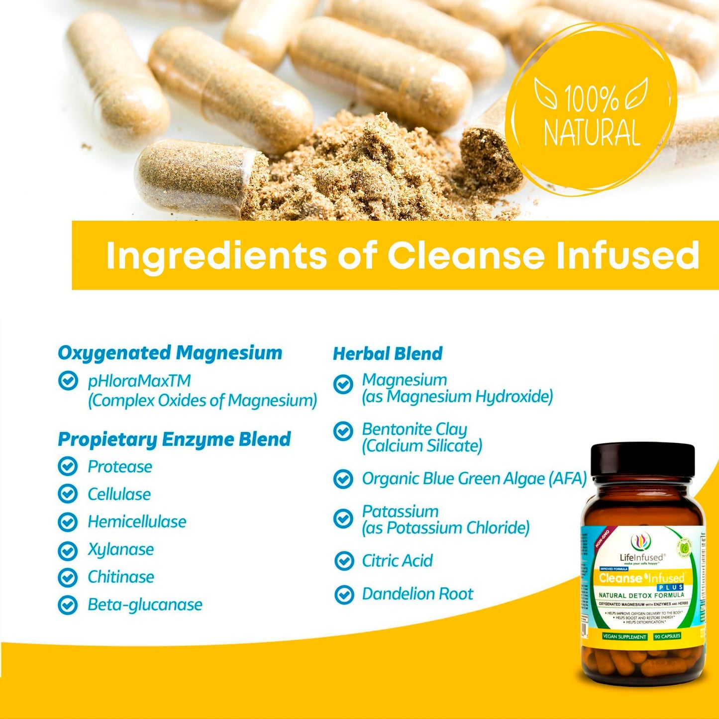 Life Infused Cleanse Infused Plus Digestive Support Supplement – Oxygenated Magnesium with Enzymes & Herbs, Supports Digestive