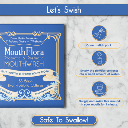 Probiotic & Prebiotic Mouthwash | Gentle Mouthwash for Sensitive & Oral Thrush-Prone Mouths | Soothing, pH Balancing