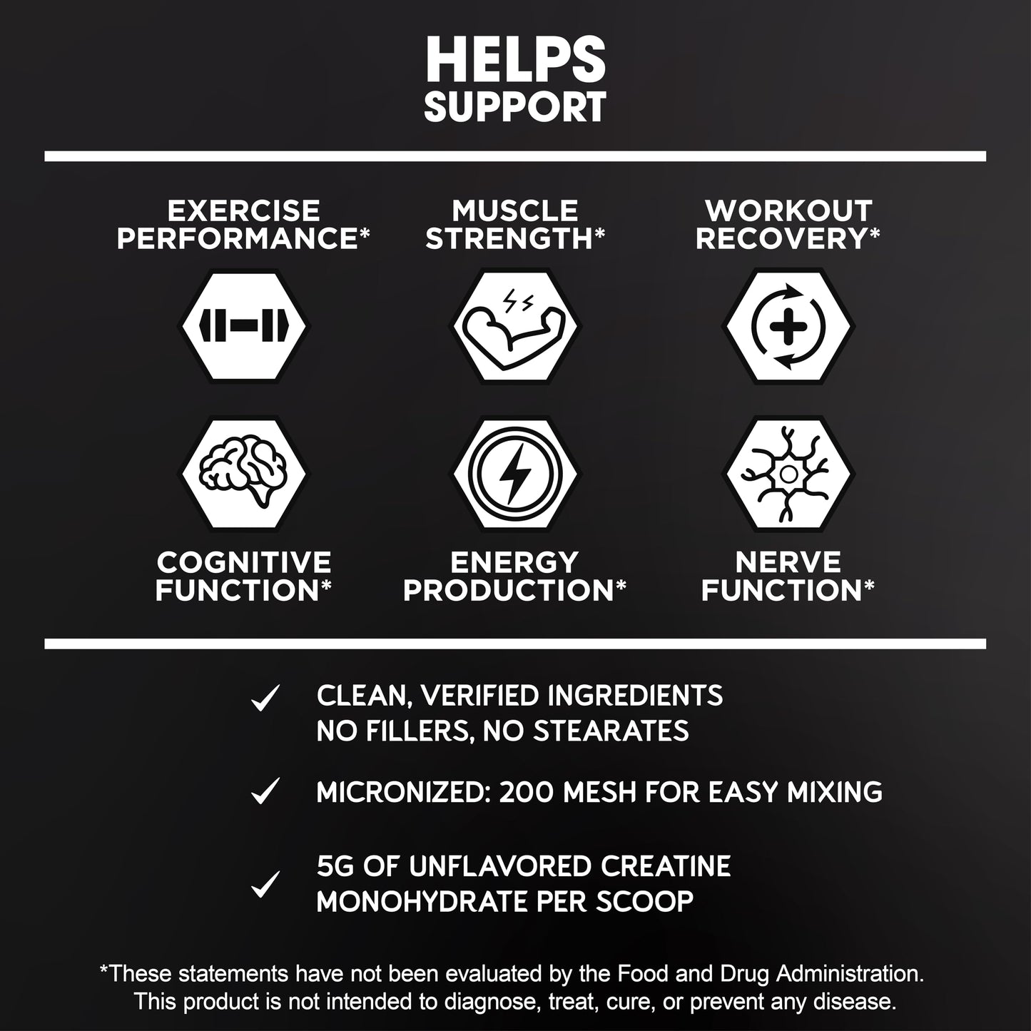 BioEmblem Creatine Monohydrate Powder - Unflavored Micronized Creatine Easily Mixes - Muscle Strength, Workout Recovery, Exercise Performance -