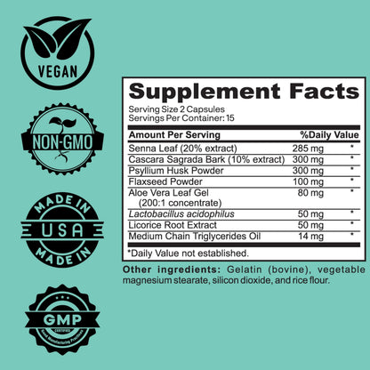 Herb Vitality 15-Day Colon Cleanse – Detox & Gut Health Support with Probiotics, Aloe Vera, Licorice Root & Psyllium Husk