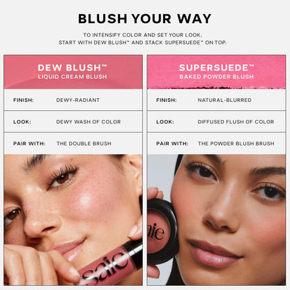 Saie Cheek Flush Duo - Dew Liquid Blush (.40 oz, Poppy), SuperSuede Baked Powder Blush (.01 oz, Stella) - Layerable, Skin-Nourishing Blushes for a Seamless Radiant Finish SaieBuy Supplements Australia