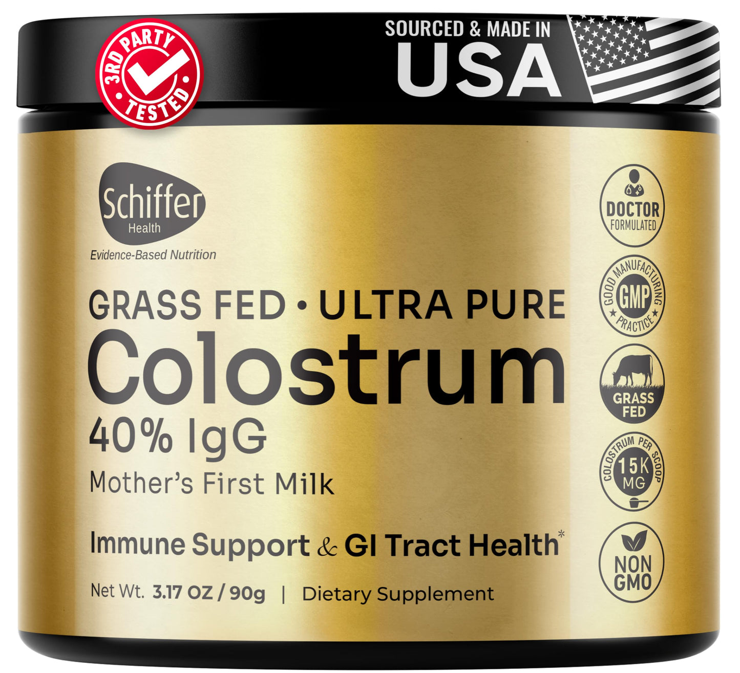Premium Colostrum Supplement Highest IgG for Gut Health, Immune Support & Recovery Superfood, Anti-Age - Pure Grass-Fed Bovine Colostrum Powder