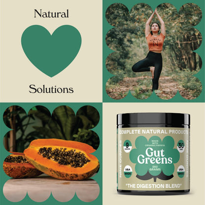 Gut Greens Superfood Powder Formula Supplement - Amazing Raw Digestive Enzyme Supplements Grass Mix, 9oz, 30 Servings
