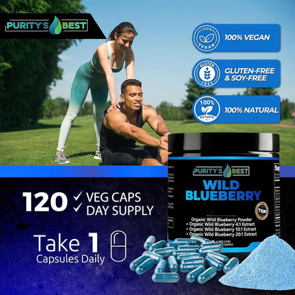 Purity’s Best Wild Blueberry Extract, Rich in Flavonoids & Anthocyanins, Antioxidant Support for Brain & Heart Health, 4-Month Supply