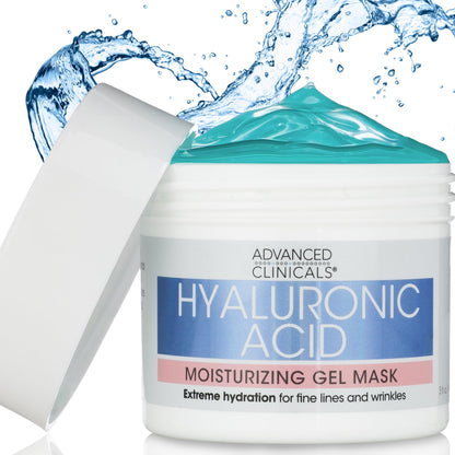 Advanced Clinicals Hyaluronic Acid Gel Facial Mask Skin Care Treatment, Brightening, Hydrating Anti Aging Face Mask & Moisturizer Helps Transform Dry Skin W/Collagen