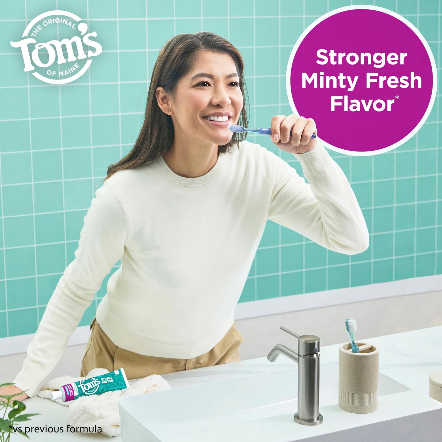 Tom's of Maine Fluoride-Free Antiplaque & Whitening Natural Toothpaste, Peppermint, 5.5 oz. (Pack of 2)