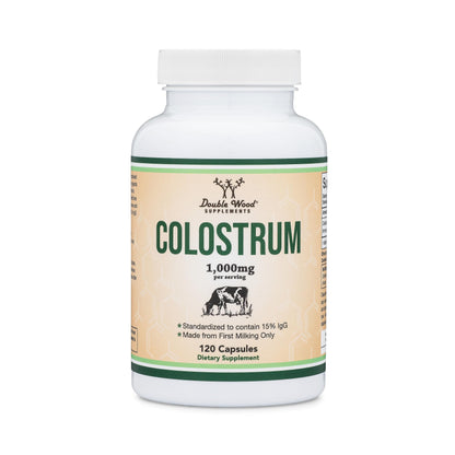 Colostrum Supplement 120 Capsules, 1,000mg per Serving (Bovine Colostrum Powder from First Milking Only, Std. to Contain 15% IgG Immunoglobulins) No Fillers