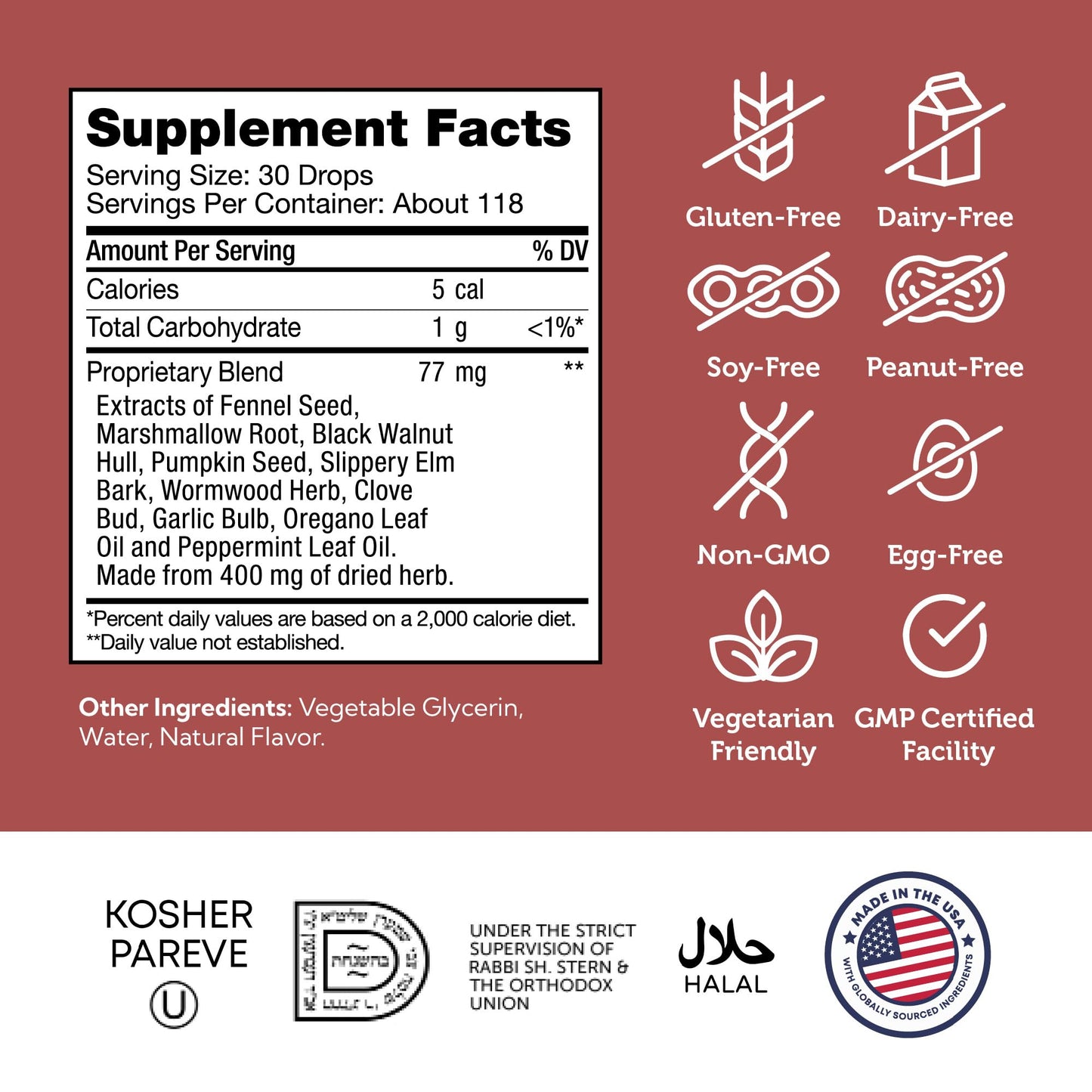 Zahler - ParaGuard Liquid Drops - Gut Health Supplement - Formula has Wormwood, Garlic Bulb, Pumpkin Seed, Clove & More - Natural Support for Humans