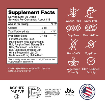 Zahler - ParaGuard Liquid Drops - Gut Health Supplement - Formula has Wormwood, Garlic Bulb, Pumpkin Seed, Clove & More - Natural Support for Humans