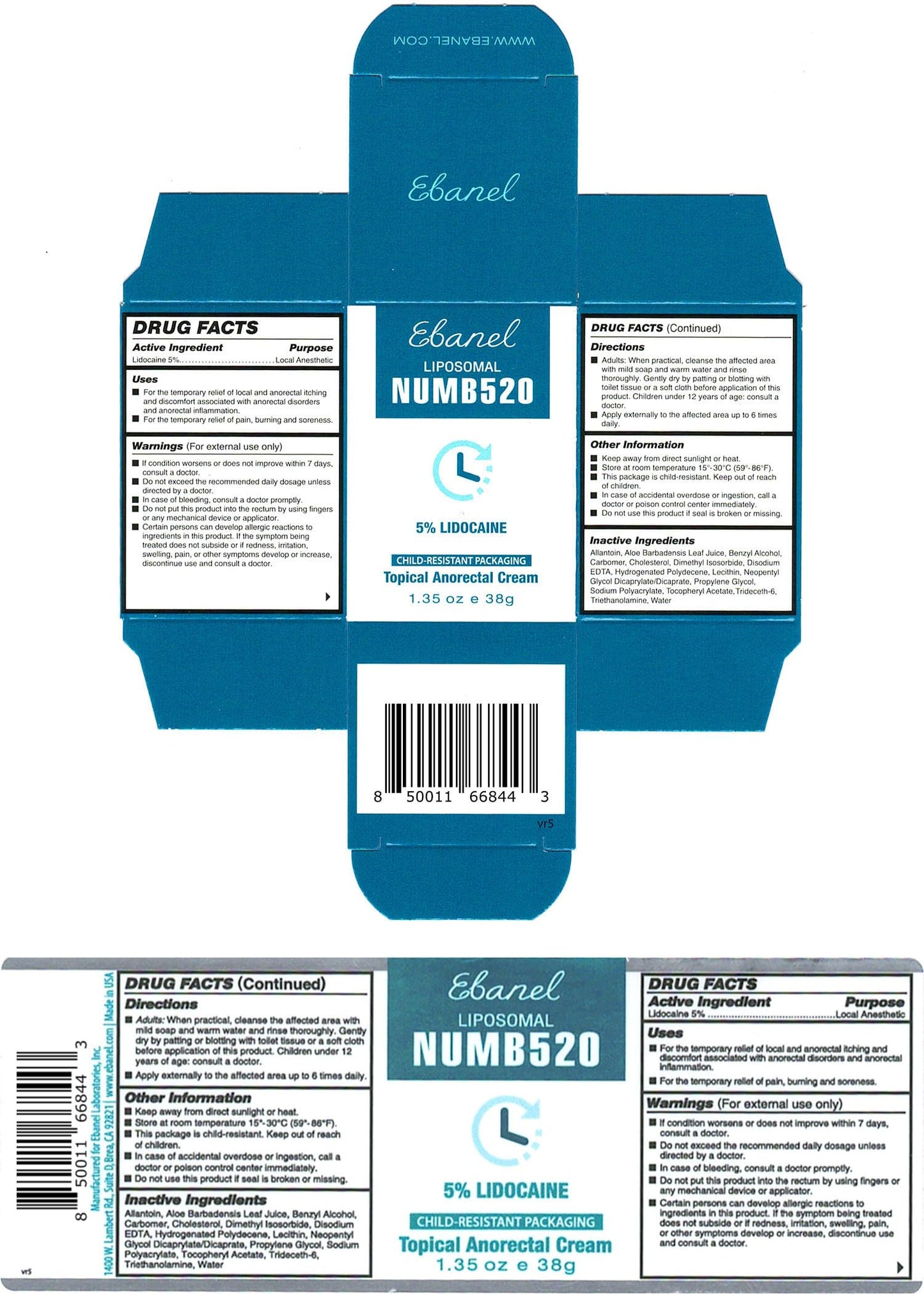 Ebanel Bundle of Lidocaine Numbing Cream, and Numbing Spray