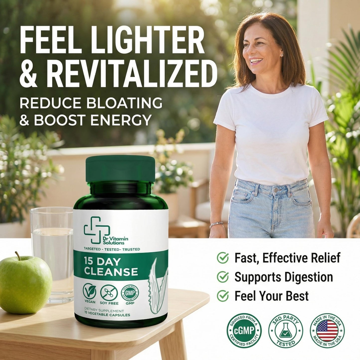15 Day Colon Cleanse & Detox for Women and Men, Gut Cleanse with Senna, Aloe Vera, Psyllium Husk & Probiotics, Bloating, Constipation Relief, Gentle, Vegan,