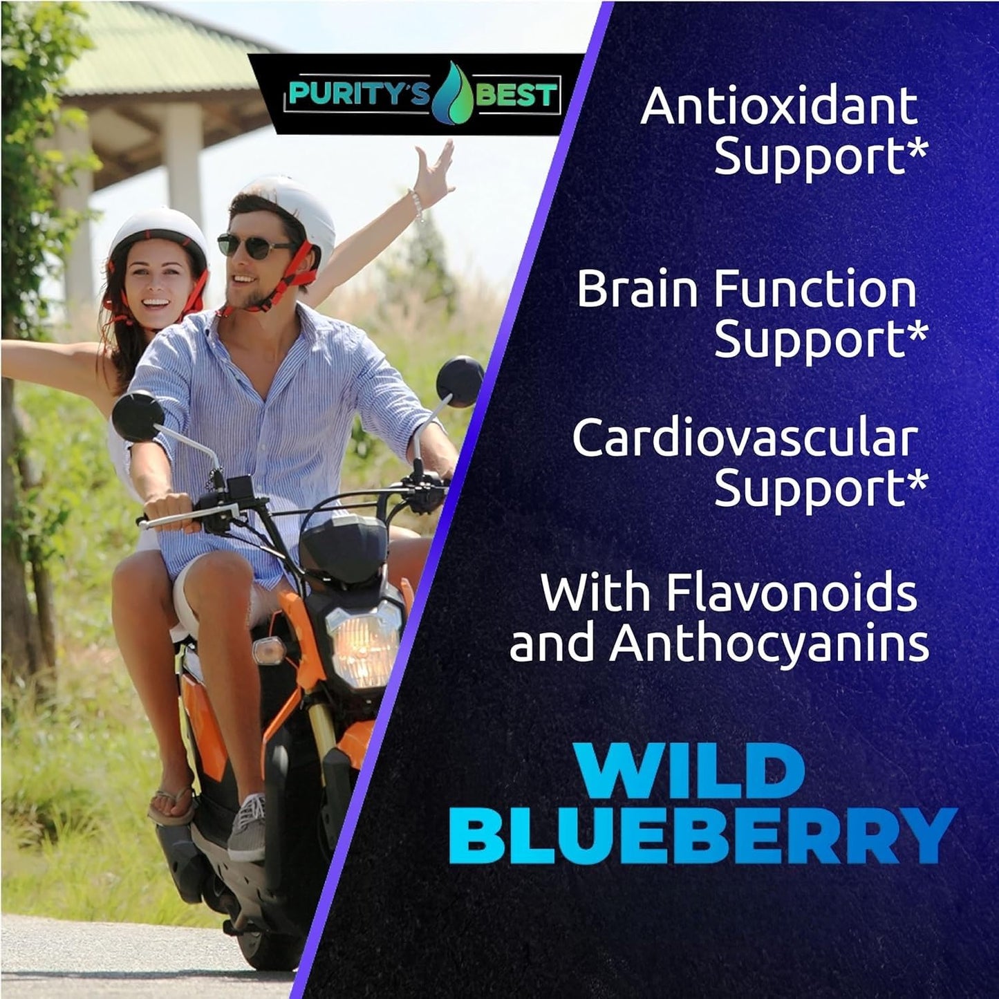 Purity’s Best Wild Blueberry Extract, Rich in Flavonoids & Anthocyanins, Antioxidant Support for Brain & Heart Health, 4-Month Supply