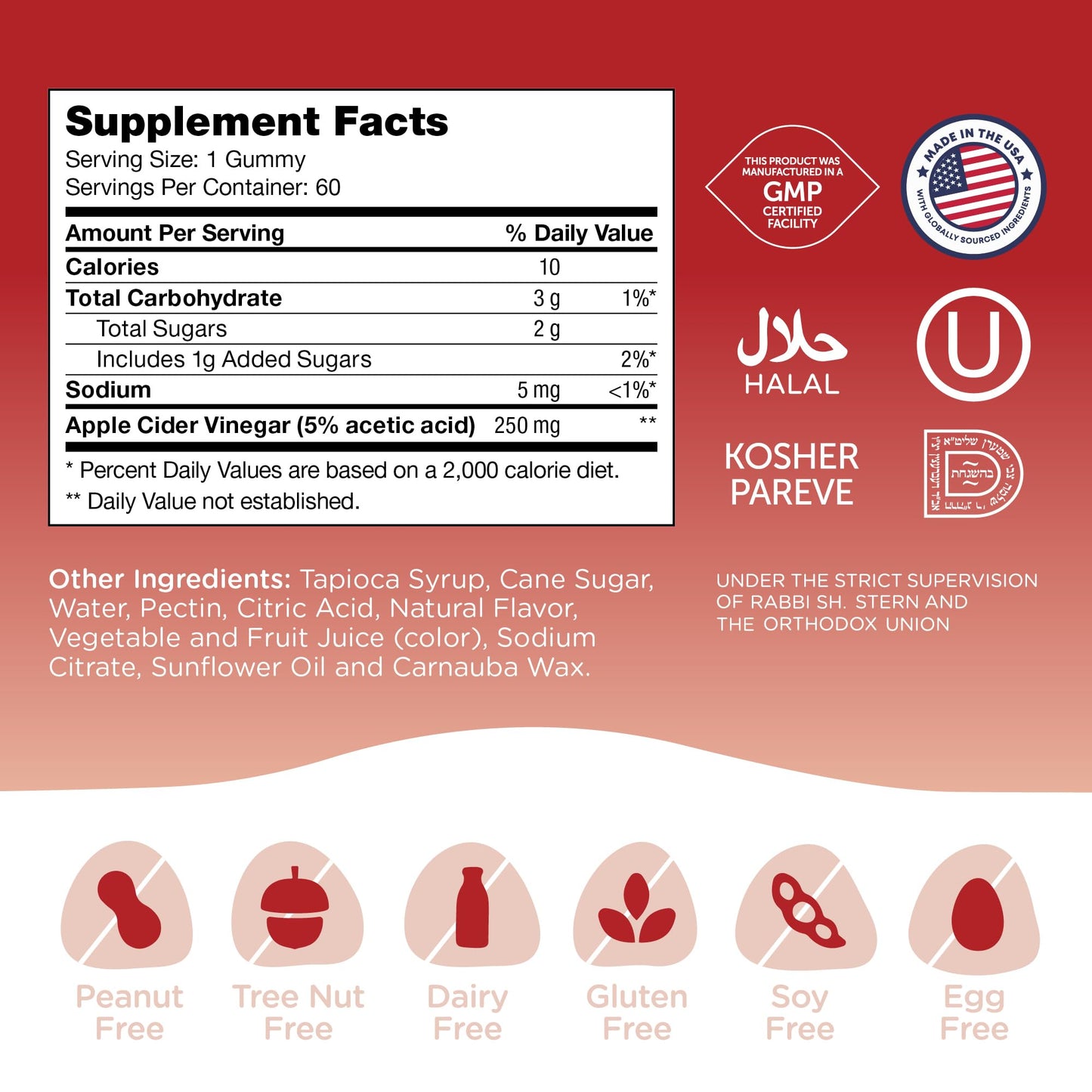 Zahler - Apple Cider Vinegar Gummies - Kosher & Delicious ACV for Women & Men - Detox Support & Cleanse - Gut Health & Metabolism