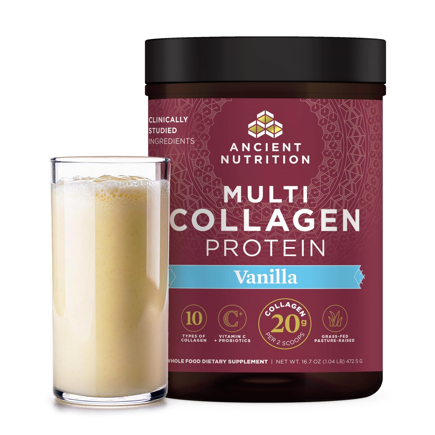 Ancient Nutrition Collagen Peptides Powder, Multi Collagen Protein, Women & Men, Vitamin C, Probiotics, Hydrolyzed Collagen, Supports Skin, Joints, Gut Health, Vanilla, 45 Servings Ancient Nutrition buy supplements Au