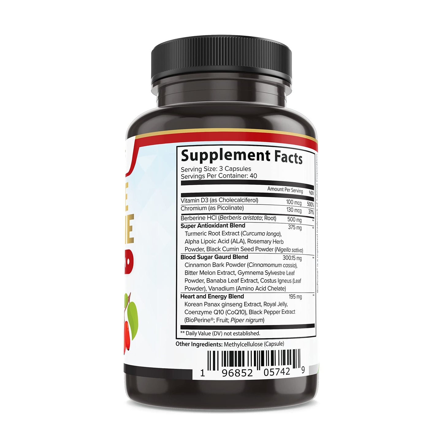 Extreme 500mg Complex with ALA, Coq10, Turmeric, Cinnamon, Bitter Melon, banaba Leaf, Korean Panax, Royal Jelly, and 21 Herbs for Healthy Blood Sugar